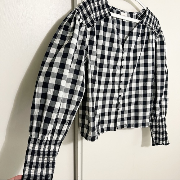 a new day Tops - A New Day Gingham Puff Sleeve Blouse L